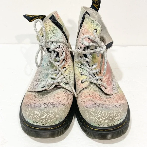 Dr Martens 1460 Ladies Size 6 Pascal Boots Rainbow Glitter Leather Laces Zip - Picture 2 of 7